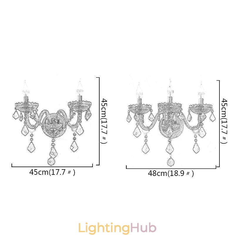 European Crystal Sconce Wall Light Red Colour Light
