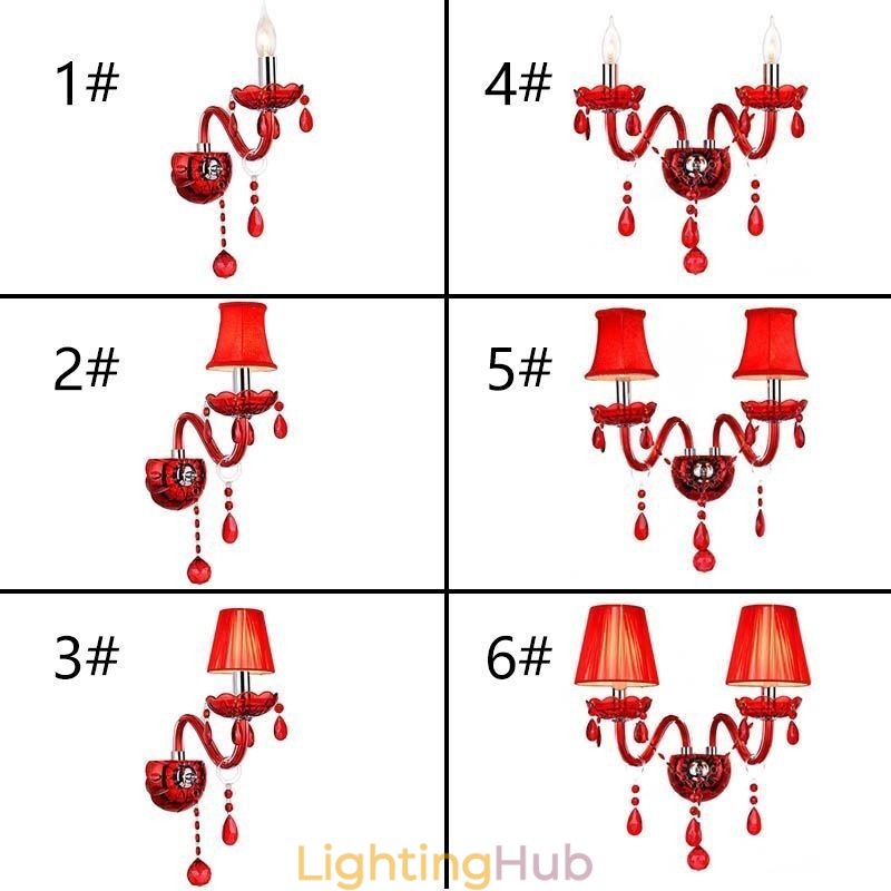 European Wall Light Crystal Sconce Red Colour