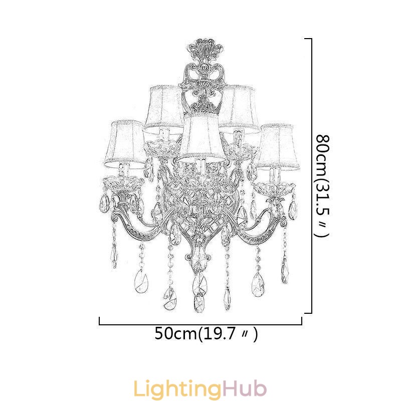 Luxury Crystal Sconce European Wall Light Zinc Alloy Five Light Aisle