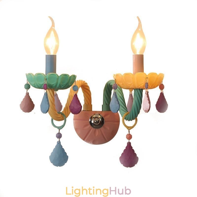European Crystal Sconce Macaron Colourful Wall Light