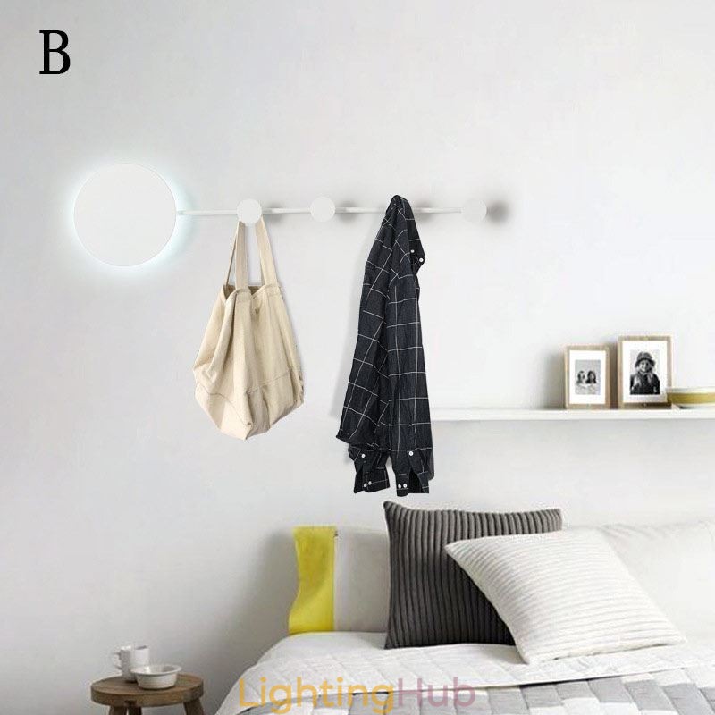 Modern Wall Light Circular Wall Lamp Black Hook Sconce Bedside Lighting