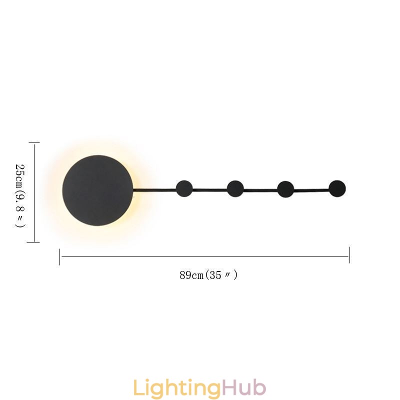 Modern Wall Light Circular Wall Lamp Black Hook Sconce Bedside Lighting