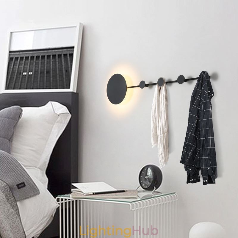 Modern Wall Light Circular Wall Lamp Black Hook Sconce Bedside Lighting