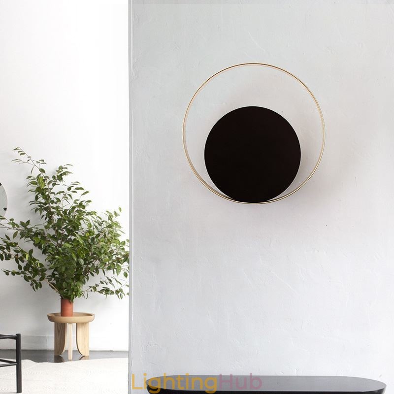 Modern Style Wall Light Black Circular Wall Sconce Creative Lamp Bedside Lighting