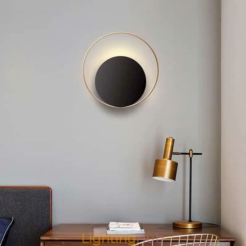 Modern Style Wall Light Black Circular Wall Sconce Creative Lamp Bedside Lighting