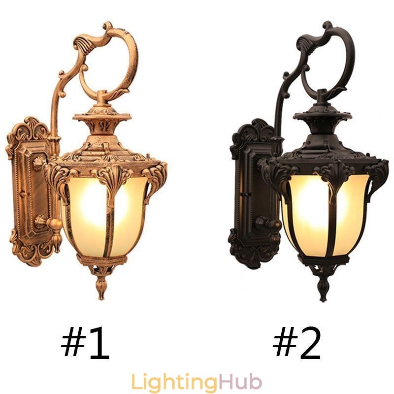 European Retro Outdoor Light Waterproof Carved Wall Light Courtyard Corridor