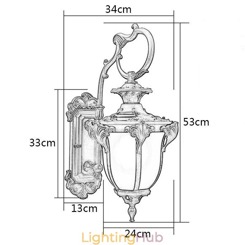 European Retro Outdoor Light Waterproof Carved Wall Light Courtyard Corridor