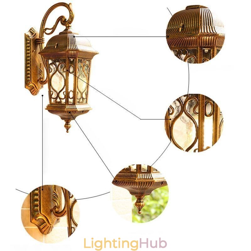European Retro Outdoor Wall Sconce Waterproof Carved Wall Light