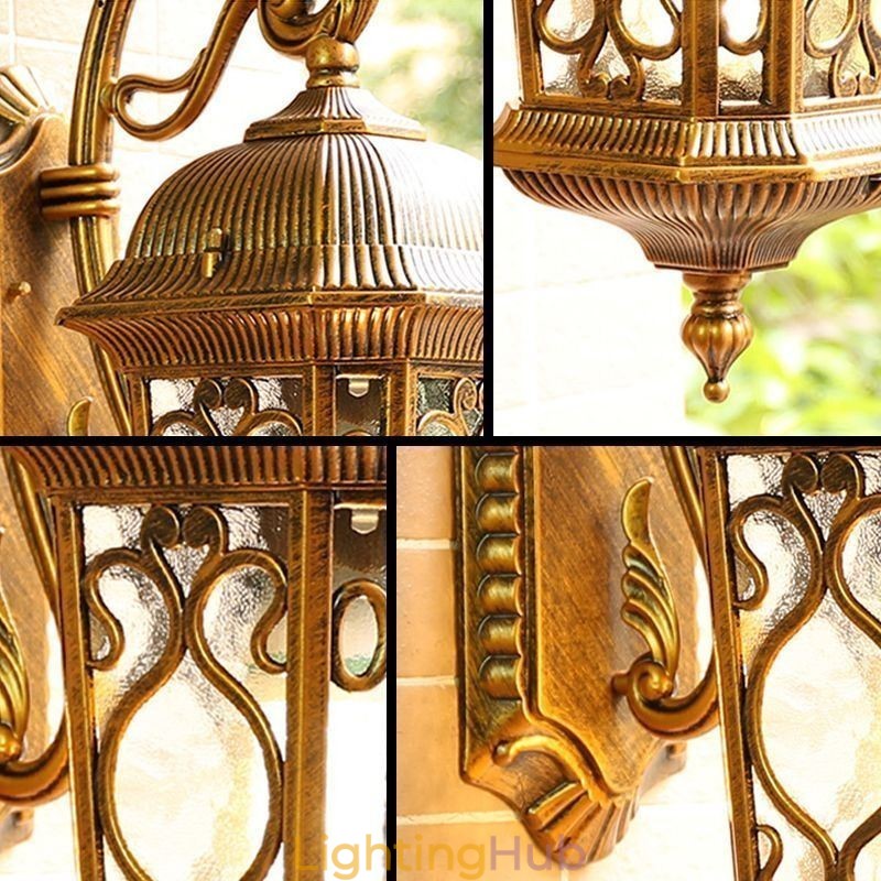 European Retro Outdoor Wall Sconce Waterproof Carved Wall Light