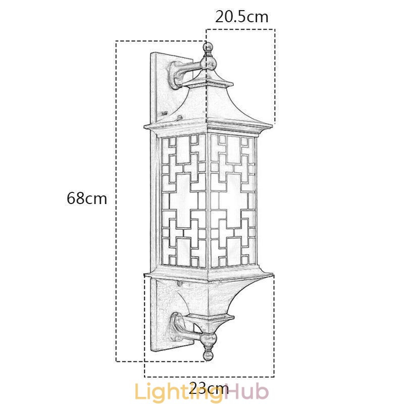 Chinese Outdoor Wall Sconce Waterproof Window Grille Wall Lamp