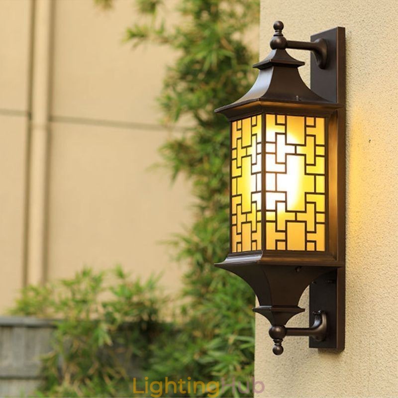 Chinese Outdoor Wall Sconce Waterproof Window Grille Wall Lamp