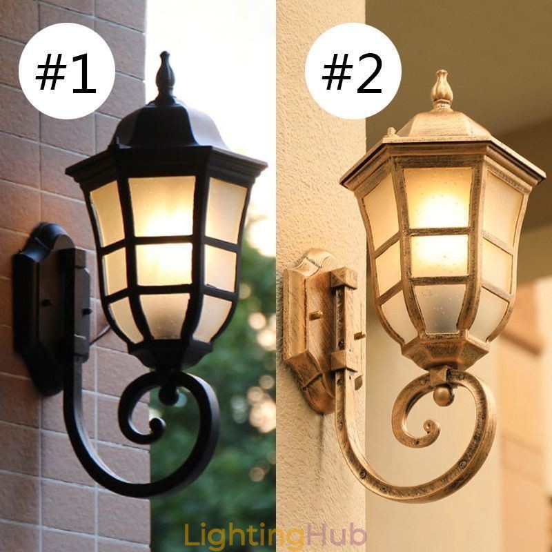 European Wall Sconce Retro Outdoor Light Single Head Waterproof Frosted Glass Wall Light