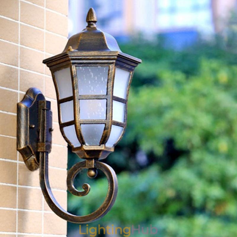 European Wall Sconce Retro Outdoor Light Single Head Waterproof Frosted Glass Wall Light