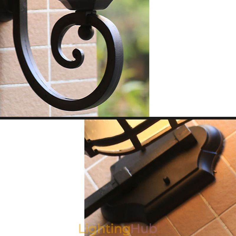 European Wall Sconce Retro Outdoor Light Single Head Waterproof Frosted Glass Wall Light