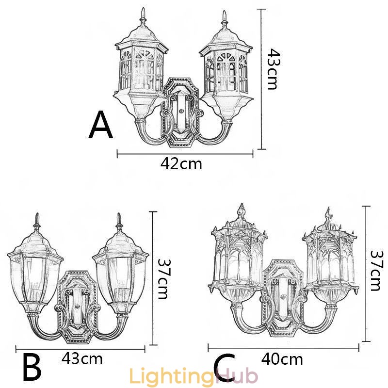 European Outdoor Wall Sconce Waterproof Double Castle Wall Light