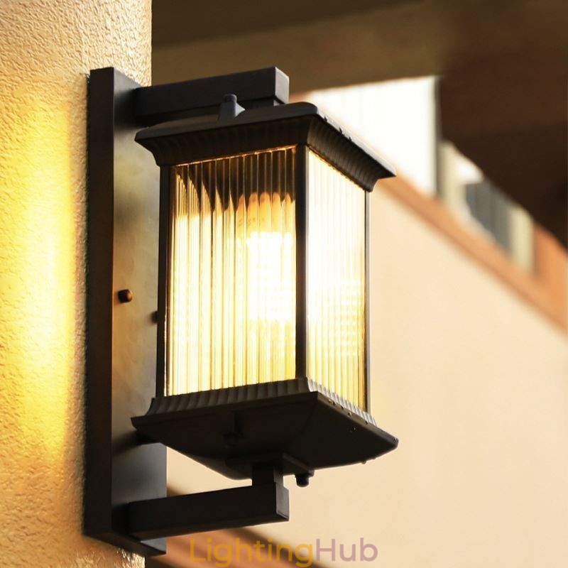 Chinese Outdoor Light Waterproof Glass Wall Light Courtyard Corridor Garden Balcony