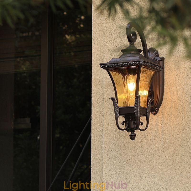 Chinese Outdoor Light Single Head Waterproof Glass Wall Light Courtyard Corridor