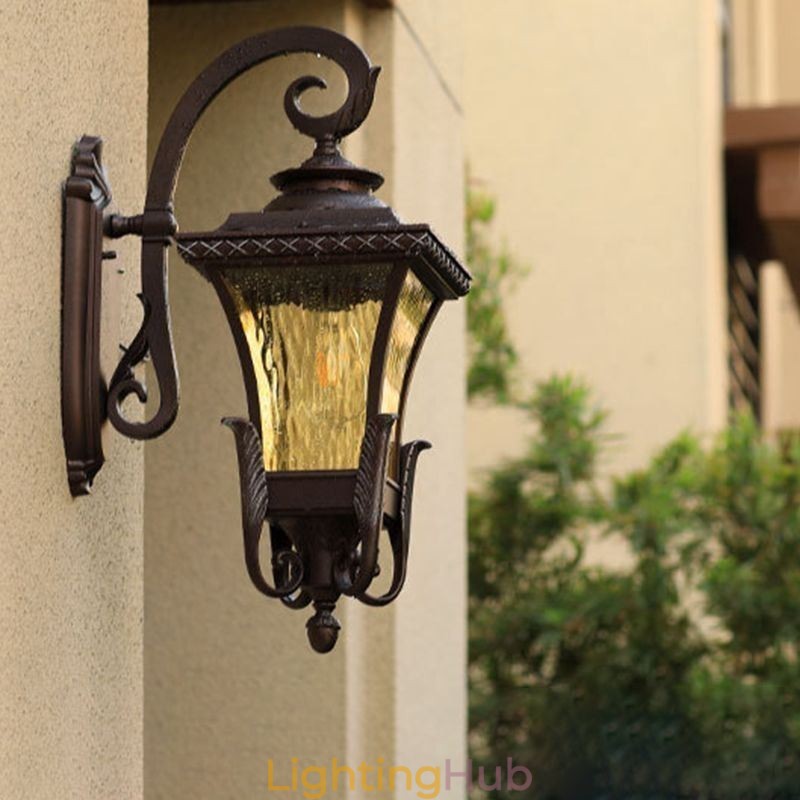Chinese Outdoor Light Single Head Waterproof Glass Wall Light Courtyard Corridor