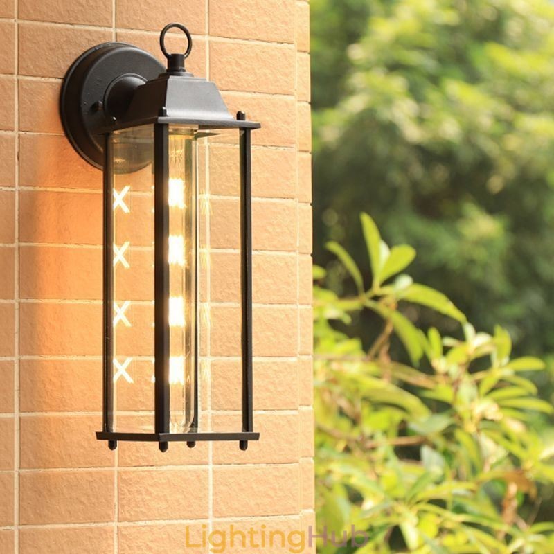 European Outdoor Wall Sconce Waterproof Square Column Wall Light Courtyard Garden Balcony
