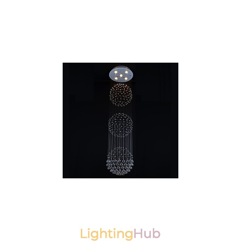 Modern Contemporary Crystal Chrome Metal Flush Mount