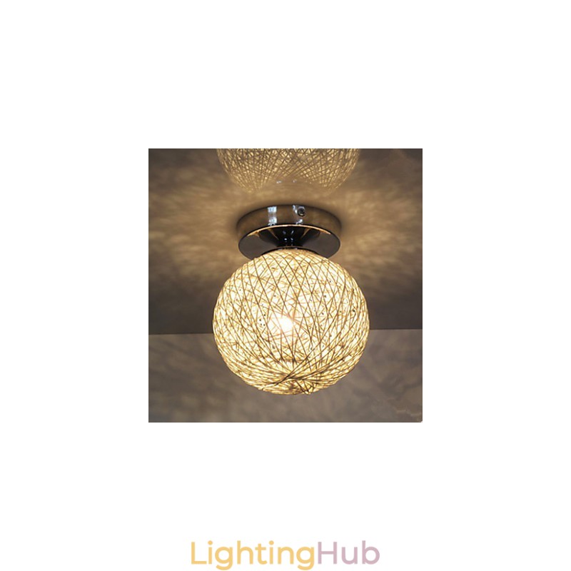 Modern Contemporary Lantern Globe Chrome Metal Flush Mount