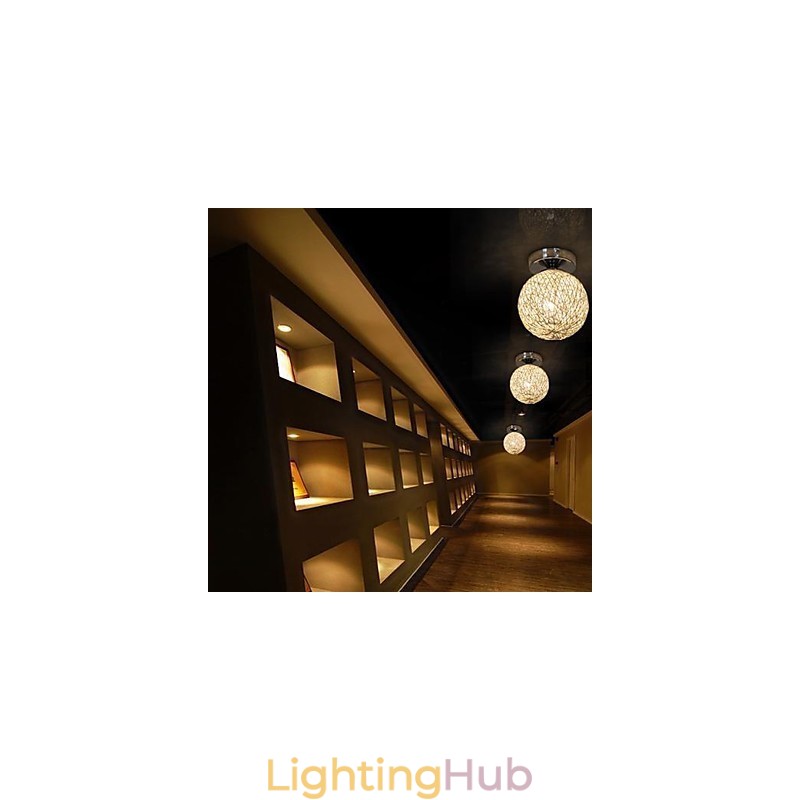 Modern Contemporary Lantern Globe Chrome Metal Flush Mount