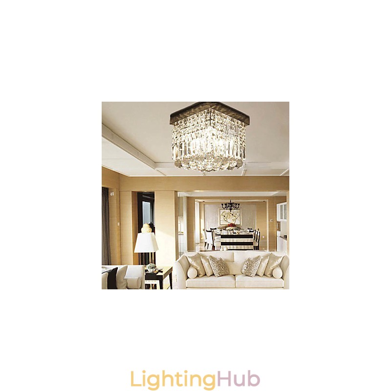 Modern Contemporary Crystal Metal Flush Mount