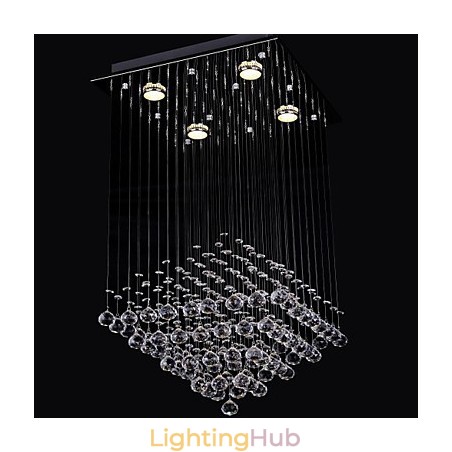 Clear Crystal 4 Lights Flush Mount In Simple Design Clear Crystal 4 Lights Flush Mount In Simple Design