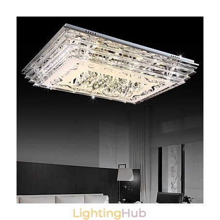 Flush Mount Three Color Light with Remote Control Modern Contemporary Glass