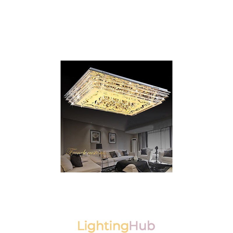 Flush Mount Three Color Light with Remote Control Modern Contemporary Glass