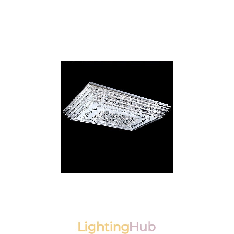 Flush Mount Three Color Light with Remote Control Modern Contemporary Glass