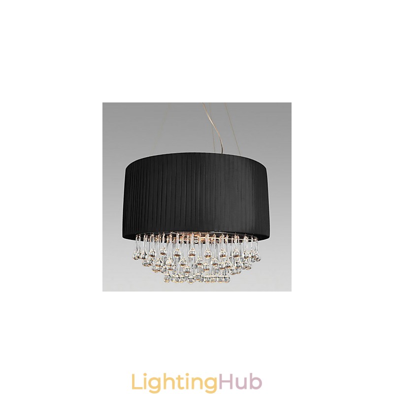 Crystal Ceiling Light with 5 Lights in Black Fabric Shade