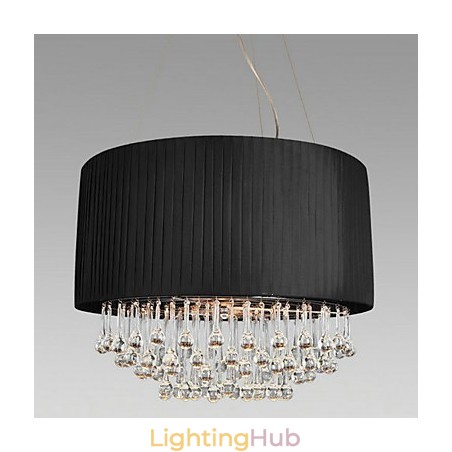 Crystal Ceiling Light with 5 Lights in Black Fabric Shade Crystal Ceiling Light with 5 Lights in Black Fabric Shade