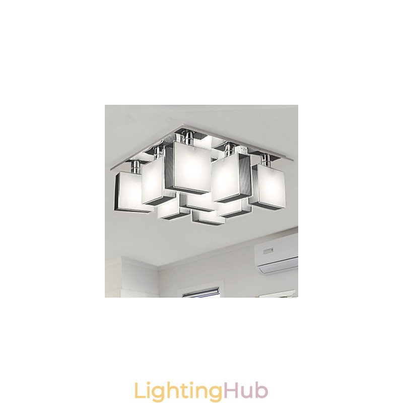 Modern Contemporary Chrome Metal Flush Mount