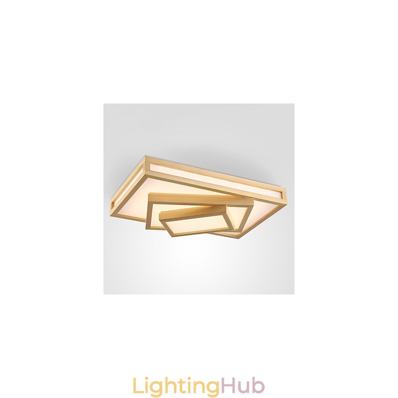 Modern Contemporary Mini Style Painting Wood Bamboo Flush Mount