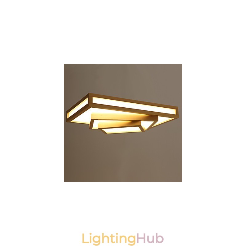 Modern Contemporary Mini Style Painting Wood Bamboo Flush Mount