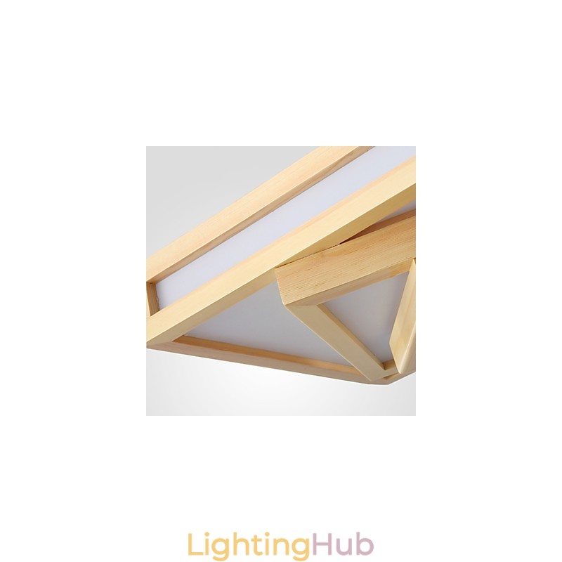 Modern Contemporary Mini Style Painting Wood Bamboo Flush Mount