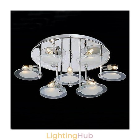Modern Stainless Steel Flush Mount with 9 Lights Modern Stainless Steel Flush Mount with 9 Lights