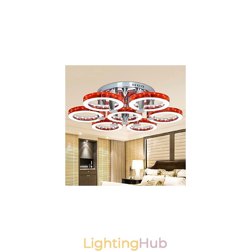 Red Acrylic Chandelier with 7 Light (Chrome)