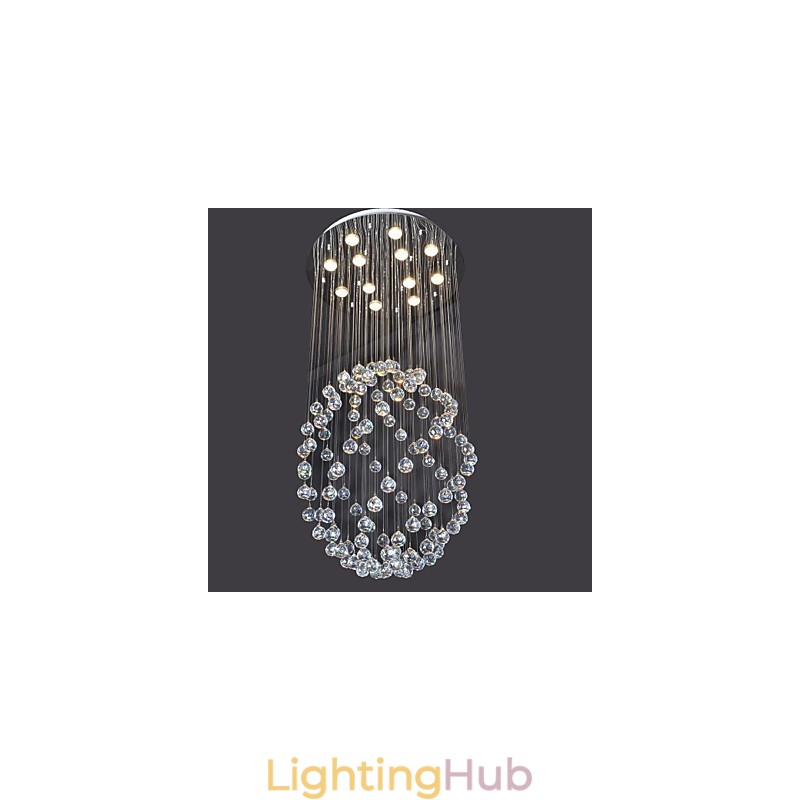 Modern Contemporary Crystal Chrome Metal Flush Mount