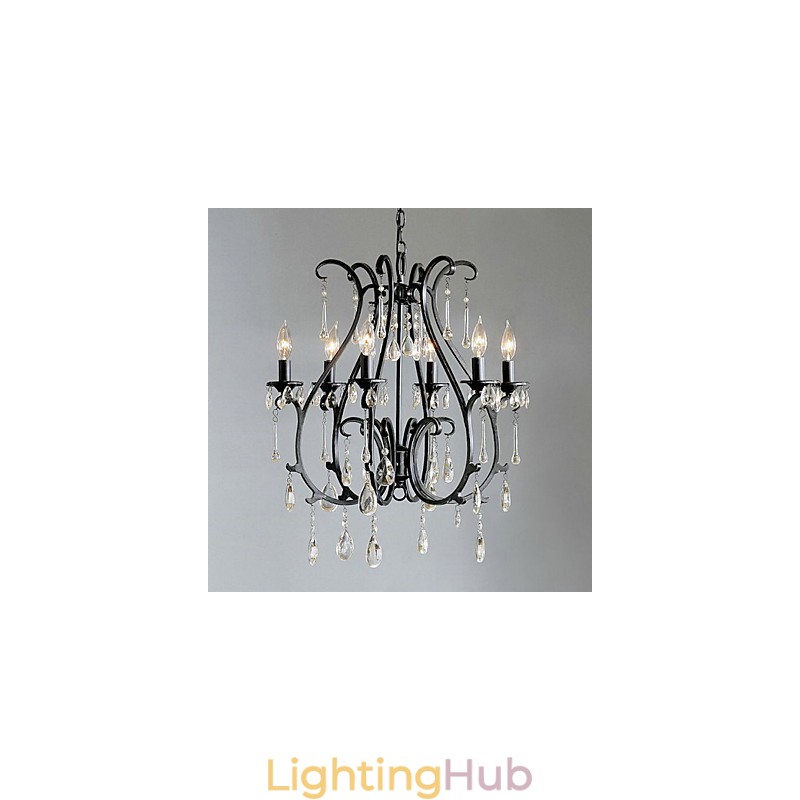 Modern 6 Light Crystal Chandelier Candle Feature