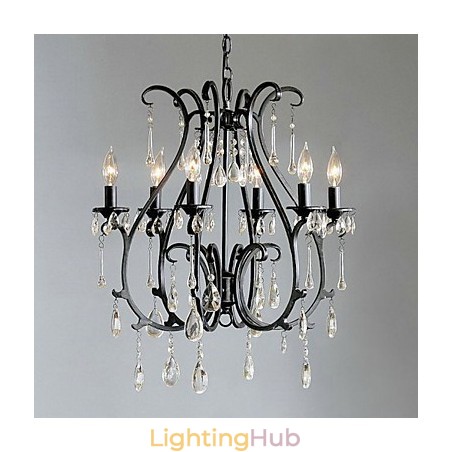 Modern 6 Light Crystal Chandelier Candle Feature Modern 6 Light Crystal Chandelier Candle Feature