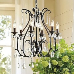 Modern 6 Light Crystal Chandelier Candle Feature