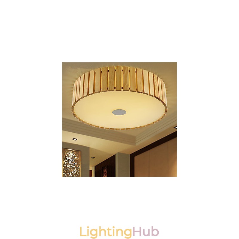 Flush Mount Traditional Classic Wood Bamboo