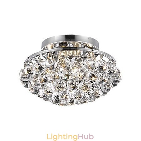 Modern 4 Light Flush Mount Lights with Crystal Drops in Round Modern 4 Light Flush Mount Lights with Crystal Drops in Round