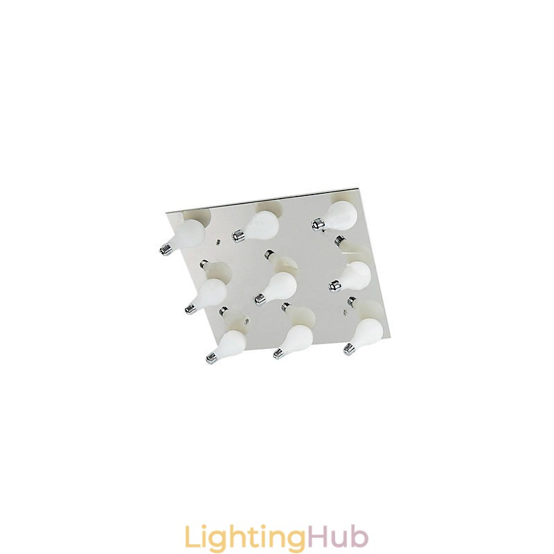 Modern Flush Mount with 9 Lights in Square (G4 Bulb Base)