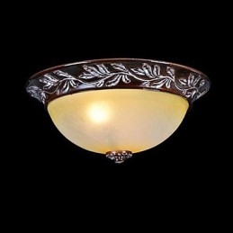 Flush Mount Light White Yellow Glass Resin Silver Carving European Classic