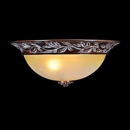 Flush Mount Light White Yellow Glass Resin Silver Carving European Classic