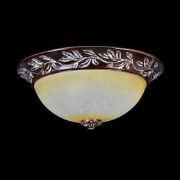 Flush Mount Light White Yellow Glass Resin Silver Carving European Classic