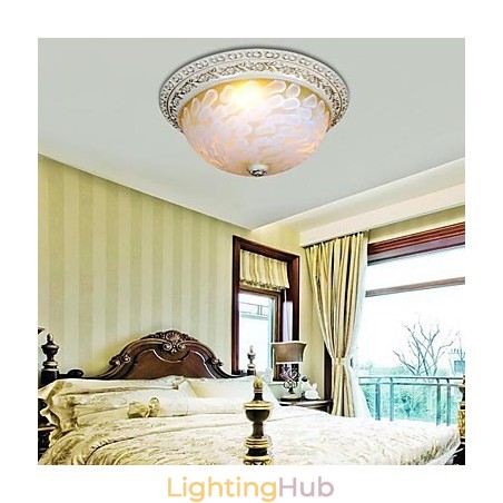 White Flush Mount Light Pattern Glass Resin Gold Carving European Classic White Flush Mount Light Pattern Glass Resin Gold Carving European Classic